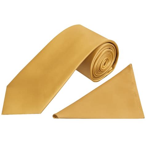 Caramel Satin Tie And Handkerchief Set