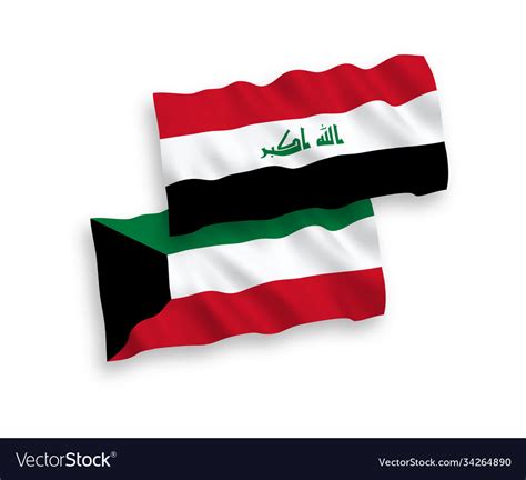 Flags Iraq And Kuwait On A White Background Vector Image