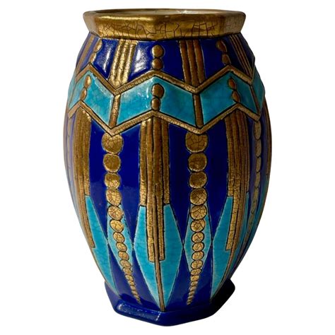 A French Art Deco Boule De Coloniale Ceramic Vase By Longwy For Sale