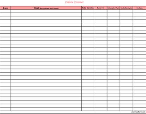 7 Best Images Of Daily Calorie Log Printable Daily Calorie Log Sheet
