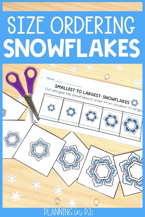 Snowflakes Size Comparing Worksheets And Cards To Include In A Winter