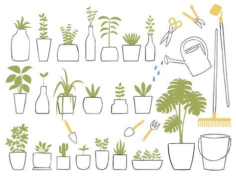 Pot Plant Doodles Vector And Png Handdrawn Green