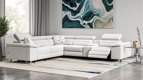 Modern Monaco Off White Leather Sectional Sofa Baci Living Room