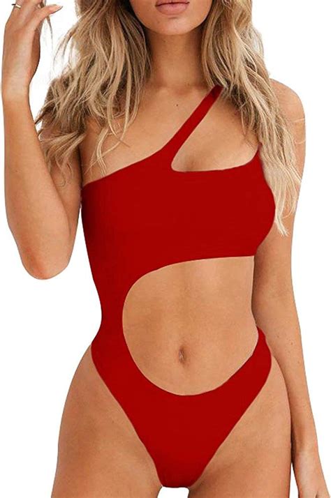Womens Sexy One Shoulder Bathing Suit Cut Out One Piece