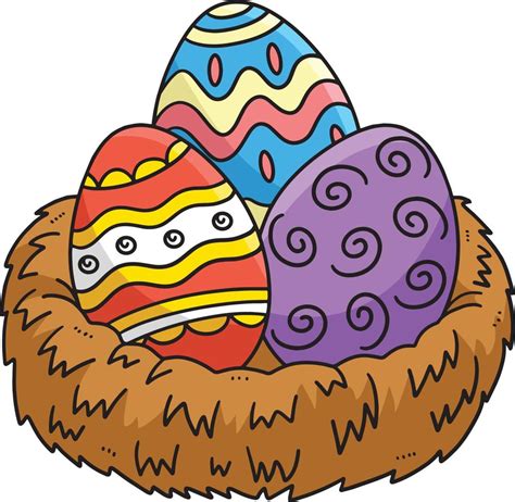 Easter Eggs In Nest Cartoon Colored Clipart 14743609 Vector Art At Vecteezy