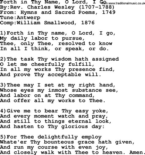 Methodist Hymn Forth In Thy Name O Lord I Go Lyrics With Pdf Hot Sex