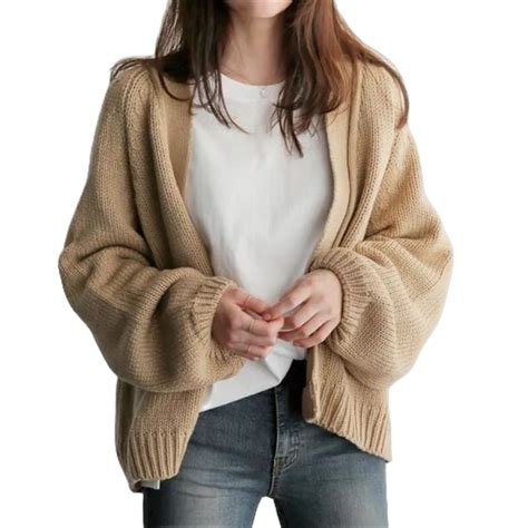 Wcow001 Christina Korean Knitted Cardigan New Casual Loose Long Sleeve Sweater Women Outerwear