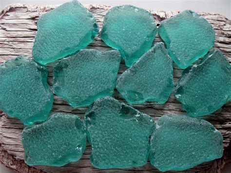 Genuine Sea Glass Dark Turquoise Beach Glass 10 Pcs Large Rare Etsy