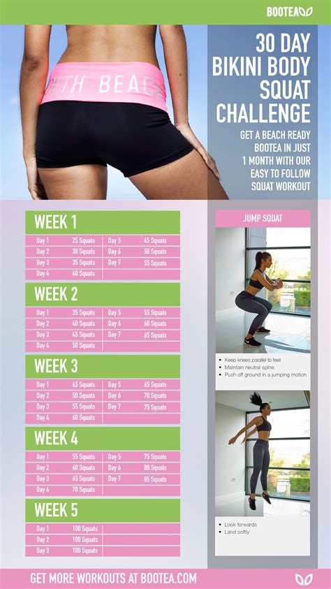 The Bootea 30 Day Bikini Body Squat Challenge Spend A Few Minutes Each