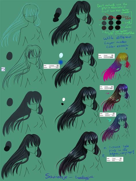 Draw the guide lines lightly, so that you can cover them with final, darker lines later. Step By Step - Black Hair tut by Saviroosje on DeviantArt | Drawing hair tutorial, How to draw ...