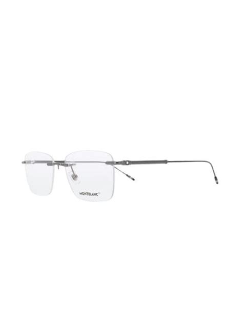 Shop Silver Montblanc Square Frame Glasses With Express Delivery Farfetch