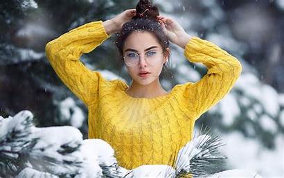 Winter Sunglasses Outdoor Woman Arms Background