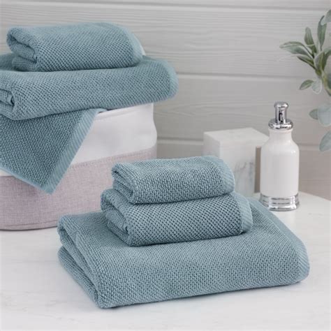 Welhome Textured Pique Weave 6 Piece Bath Towel Set Dusty Blue
