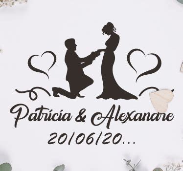 Personalised Floral Frame Wedding Sticker Tenstickers