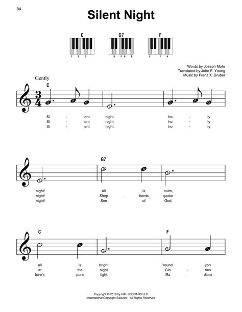 It is a german carol with music composed by franz gruber and lyrics written by joseph mohr. Silent Night (Super Easy Piano) - Print Sheet Music Now