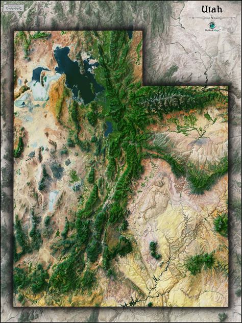 Utah Satellite Wall Map By Outlook Maps Mapsales