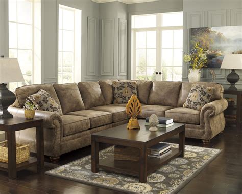 Larkinhurst Earth Roll Arm Sectional With Raf Sofa By Signature