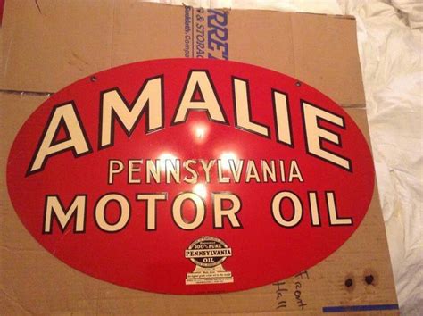 Mint 1940s Amalie Motor Oils Porcelain Sign