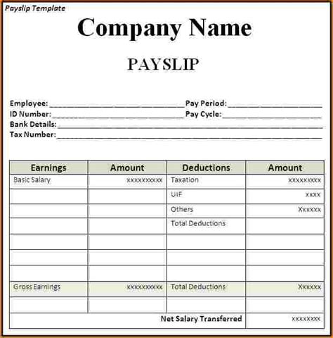 Free Salary Slip Format Template Salary Slip Excel Word