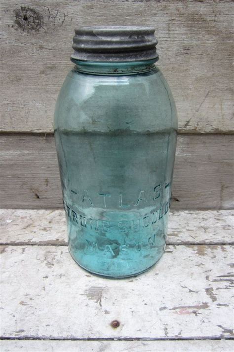 Large Vintage Half Gallon Mason Jar Atlas Strong Shoulder Vintage Jar