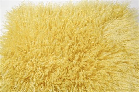 Long Pile Curly Faux Fur Fabric By The Meter Mongolian Lamb Yellow