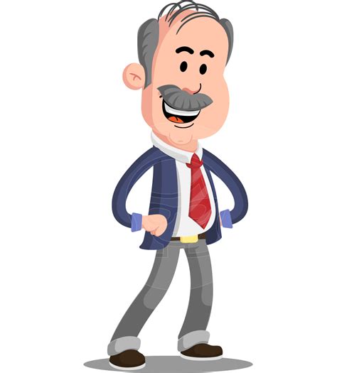 Flat Elderly Businessman Cartoon Vector Character | GraphicMama