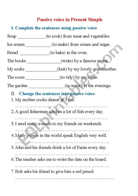 Passive Voice Present Simple Worksheet