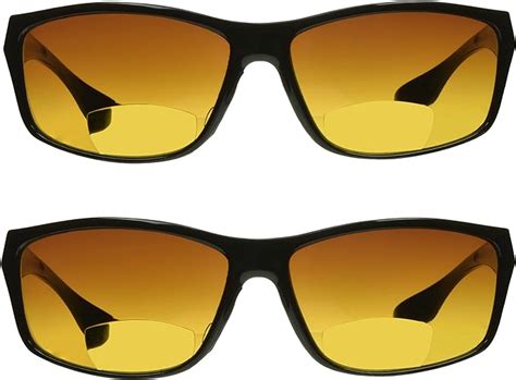 prosport bifocal reading sunglasses reader 1 50 black 2 pairs hd amber anti