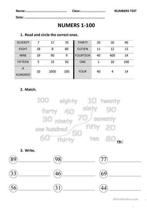 Numbers Exercises 1 100 English Esl Worksheets For Distance Learning