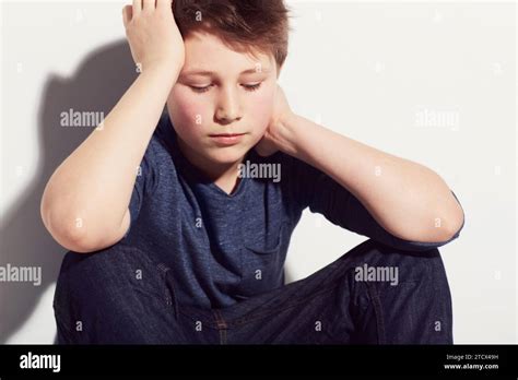 Sad Teenager And Boy Thinking In Studio Or Sitting In White Background
