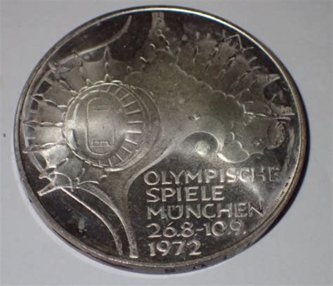 Germany 1972 10 Deutsche Mark Olympic Games In Munich Silver W32 Aaa