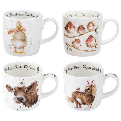 Wrendale Christmas Ceramic Mugs T Set Set Of 4 By Royal Worcester