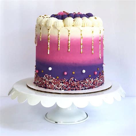 Pink And Purple Birthday Cake With Touches Of Gold 💜💗” Cake Girly Birthday Cakes Purple Cakes