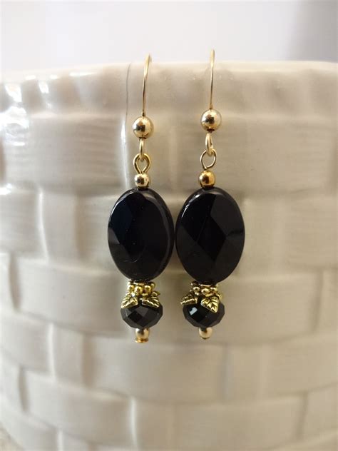 Black Onyx Earrings Black Onyx And 14k Gold Fill Earrings Black