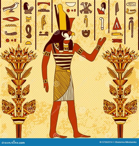 Vintage Poster With Egyptian God On The Grunge Background With Ancient