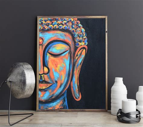 Buddha Painting Original Buddha Art Boho Decor Buddha Face Etsy