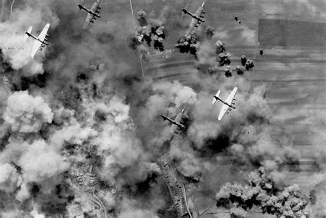 Aerial View Of A 15th Air Force B 17 Group Bombing Vienna In April 1944