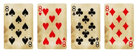 Four Vintage Playing Cards Isolated On White Stock Image Image Of