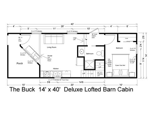 14x40 Deluxe Lofted Barn Cabin Floor Plans Barndcro