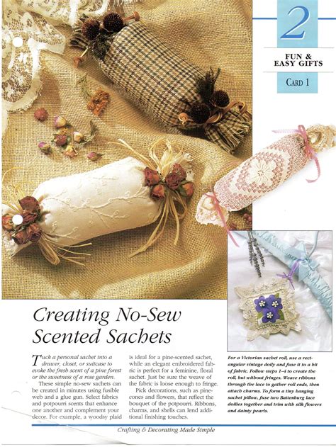 No Sew Craft Idea Scented Sachet 1 Of Picturesinstructions Labeled As