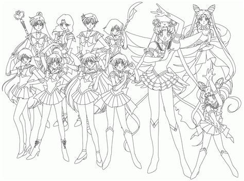 Anime Girls Group Coloring Page Coloring Home