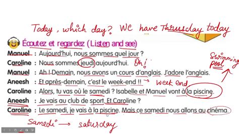 Class 6 Chapter 7 Quel Jour Sommes Nous Chapter Explanation With Days