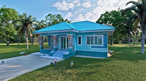 Elevated Bungalow House Design In Blue Shades Pinoy Eplans