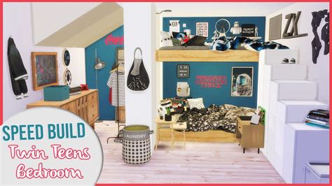 The Sims 4 Speed Build Twin Teens Bedroom Boy Version Cc Links