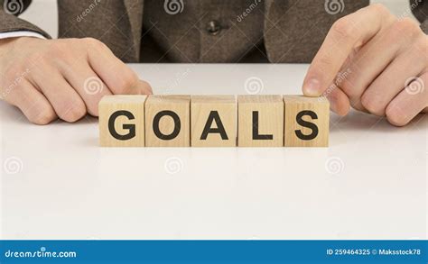 Man Made Word Goals With Wooden Blocks Business Concept Stock Image