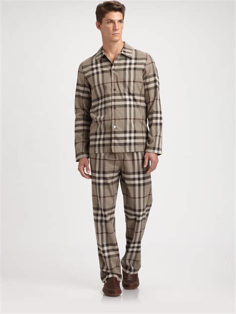 Burberry Check Pajama Set In Brown For Men Lyst