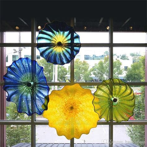 2020 100 Hand Blown Murano Glass Hanging Plates Wall Art Dale Chihuly Style Multicolor Murano