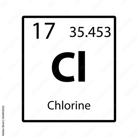 Chlorine Periodic Table Element Icon On White Background Vector Stock