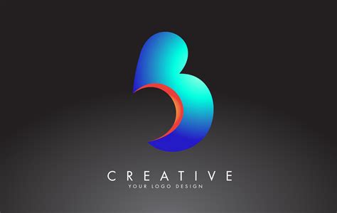 Colorful B Letter Logo With Carved Effect Rounded Font Style Vector