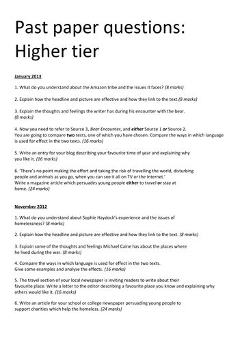 Five reasons to order the aqa a level psychology topic essays. AQA Unit 1 Past Paper Questions: KS4 English by trackleft - Teaching Resources - TES